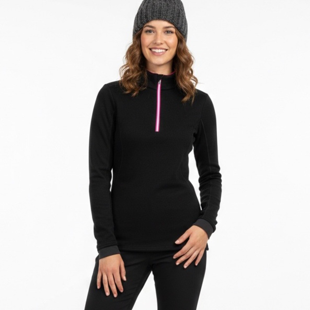 Decathalon WED’ZE Wool Blend Black 1/2 Zip Base Layer Thermal Winter Top XXS